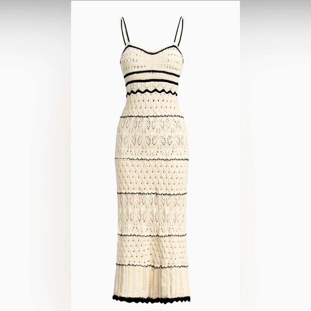 Paros Crochet Eyelet See Through Midi Dress